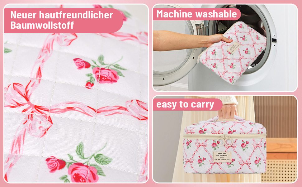 Набір косметичок з квітами для дівчаток, дамські культбагелі, степкова косметичка для макіяжу, бавовняний набір культбагелів, косметичка з бантиком рожевого кольору