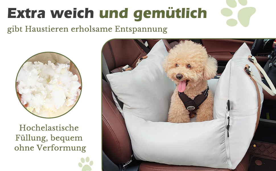 Автомобільний лежак для собак Pawaboo, сірий, до 11 кг, водонепроникний, з кріпленнями та шлейкою