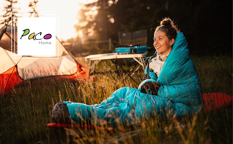 Paco Home Sleeping Bag - Washable, Breathable, Outdoor & Camping - Adult & Kids - Summer & Winter - Blue 220x70x6cm