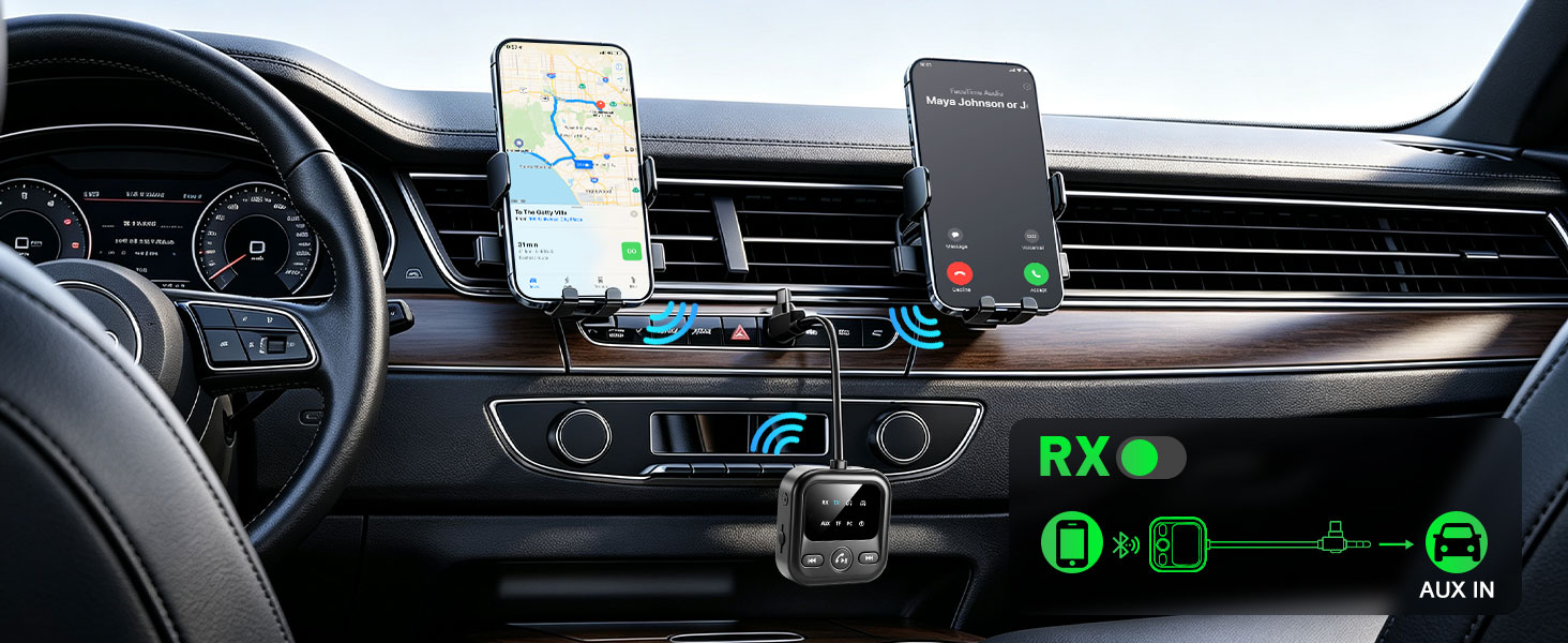Bluetooth-адаптер 6.0 2-в-1 для літака та авто: ресивер та трансмітер для навушників, AirPods та колонок