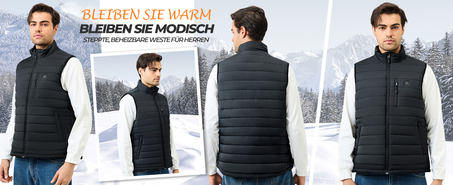 Тепла жилетка для чоловіків з Powerbank 16000mAh, 9 зон обігріву, 3 температурні режими, для активного відпочинку, чорна, L