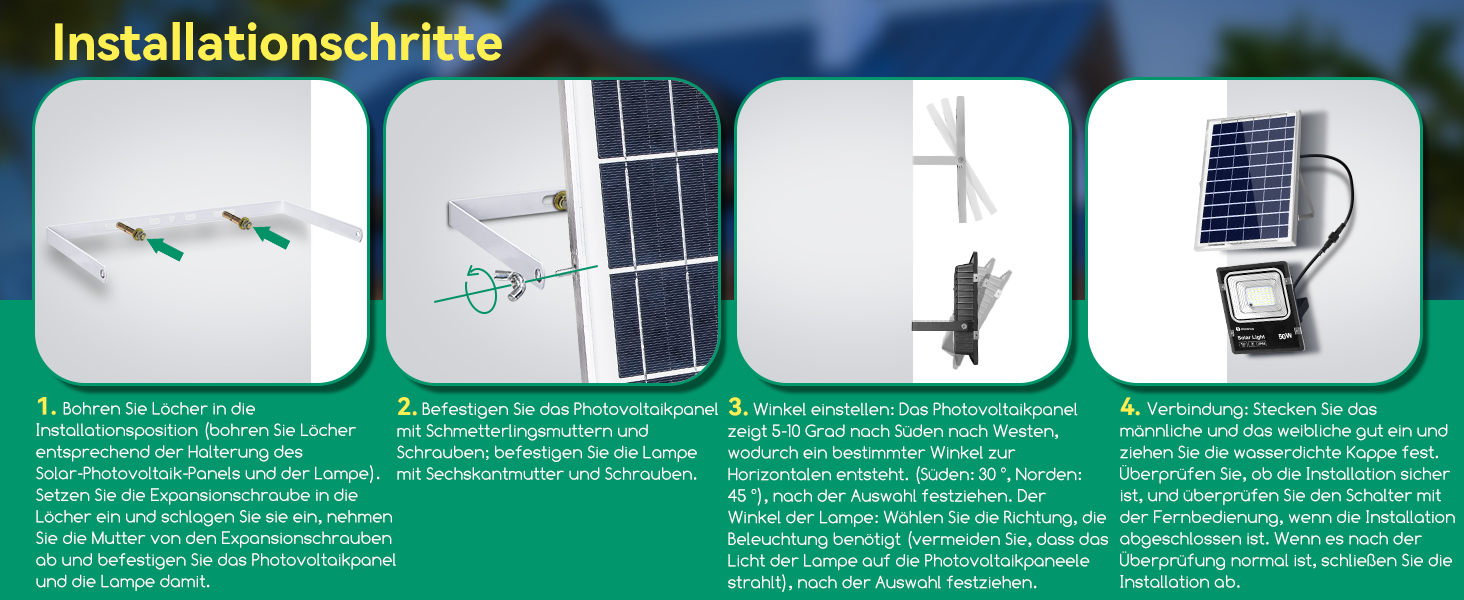 Світлодіодний прожектор Aigostar 50W з сонячною панеллю, холодне біле світло 6500K, IP66, для вулиці, саду, двору, гаража, 2 шт