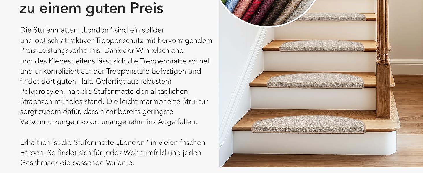 Килимок на сходинки Floordirekt 15 шт., 65x23 см, напівкруглий, темно-коричневий. Самоклеючий, для внутрішніх сходів. Захист сходів, стійкий килим.