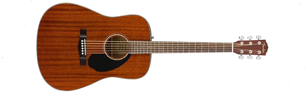 Акустична гітара Fender CD-60S Dreadnought з палісандровою накладкою, махагоні, натуральний колір, повний розмір, 970110022. Безкоштовні онлайн-уроки в комплекті