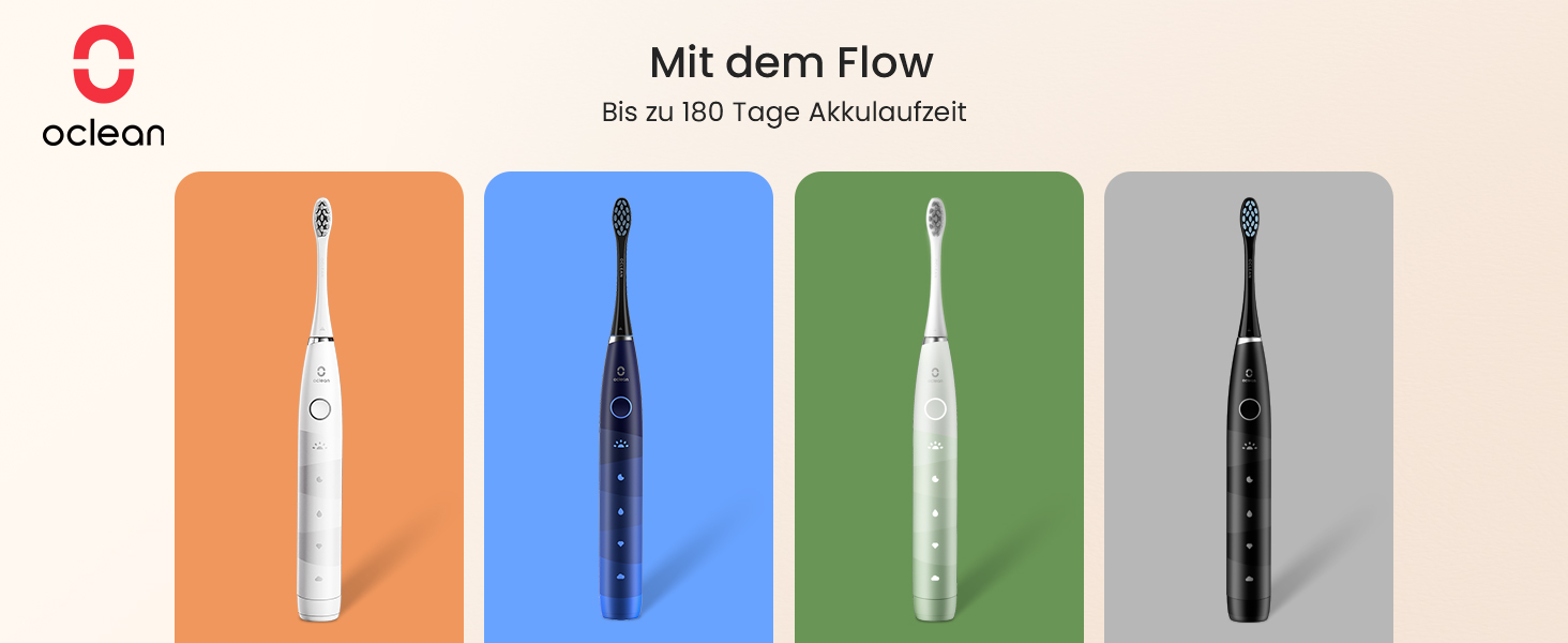 Oclean Flow - електрична звукова зубна щітка, 180 днів роботи від акумулятора, 5 режимів, IPX7, таймер 2 хв, зелена