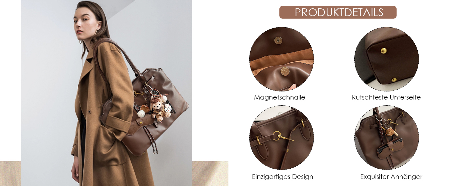 Жіноча сумка-шопер Unisoul з натуральної замші, велика містка сумка для коледжу, роботи, школи, подорожей, шопінгу, повсякденного використання, колір кави