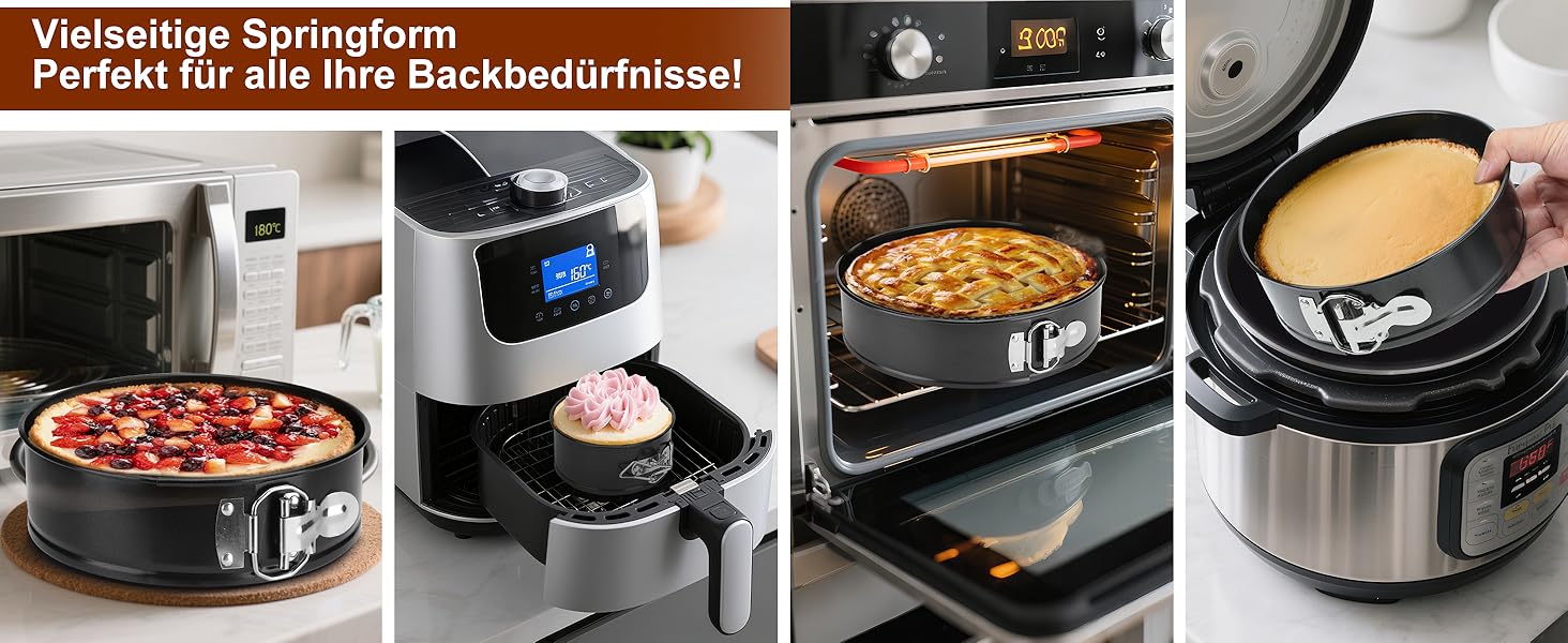 Набір форм для випічки isheTao Springform (4 шт.) - діаметр 11/18/23/26 см, знімний дно, антипригарне покриття, для пирогів, кексів, піци та кішів, з вуглецевої сталі