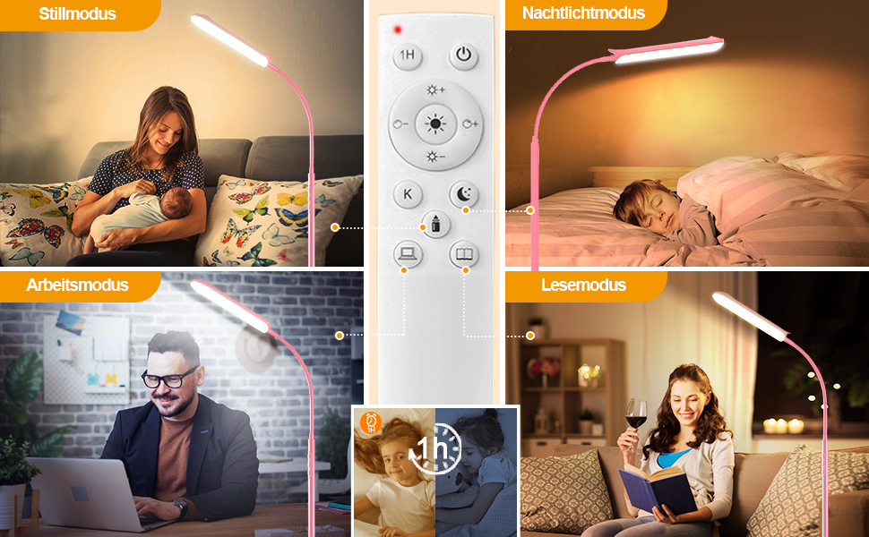 LED-стельова лампа Marctronic для вітальні, регульована яскравість, 18W, 1800LM, з пультом та сенсорним керуванням, проста установка, для офісу, спальні (рожева)