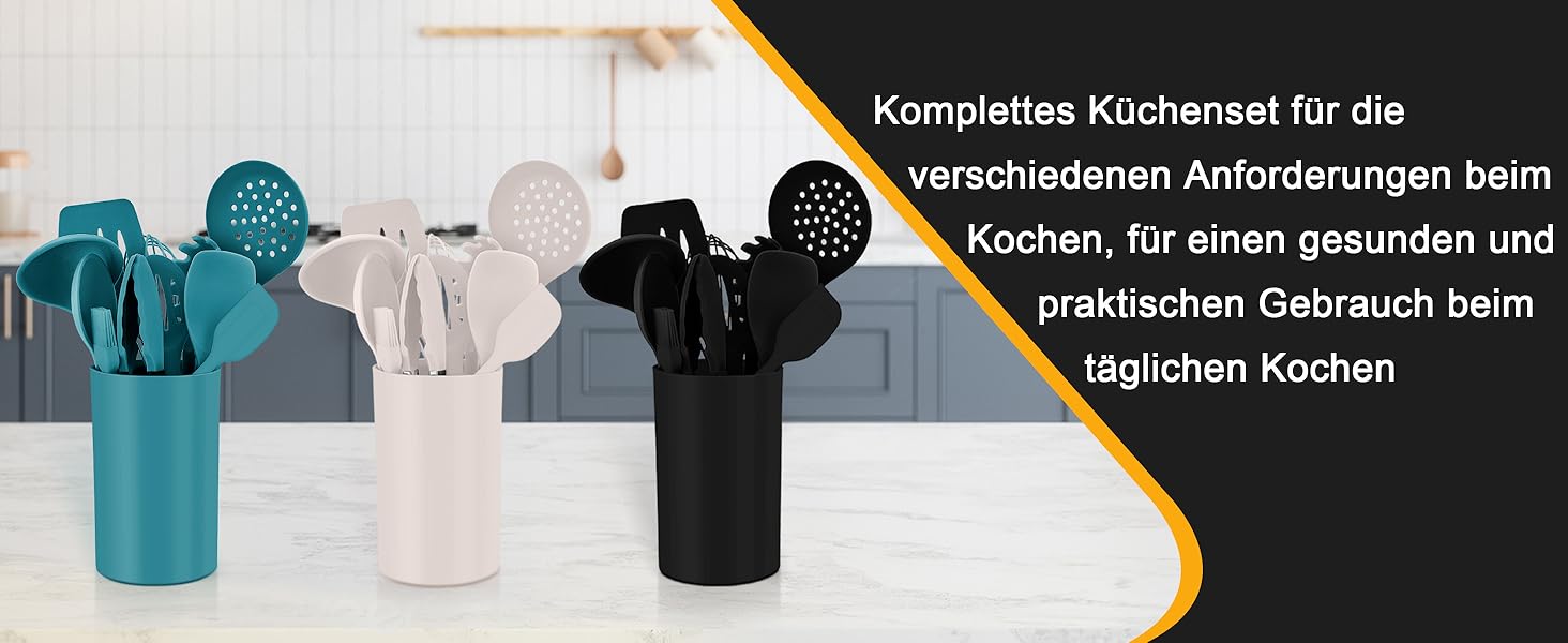 Набір кухонних аксесуарів Homikit 16 шт. з тримачем, кухонне приладдя, посуд, чорний