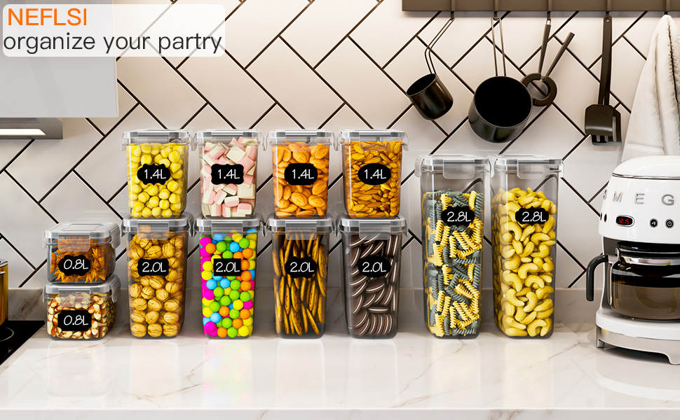 Набір контейнерів для зберігання продуктів Vorratsdosen 16 шт. з кришкою, набір для кухні, герметичні контейнери для спагеті, борошна, мюслі