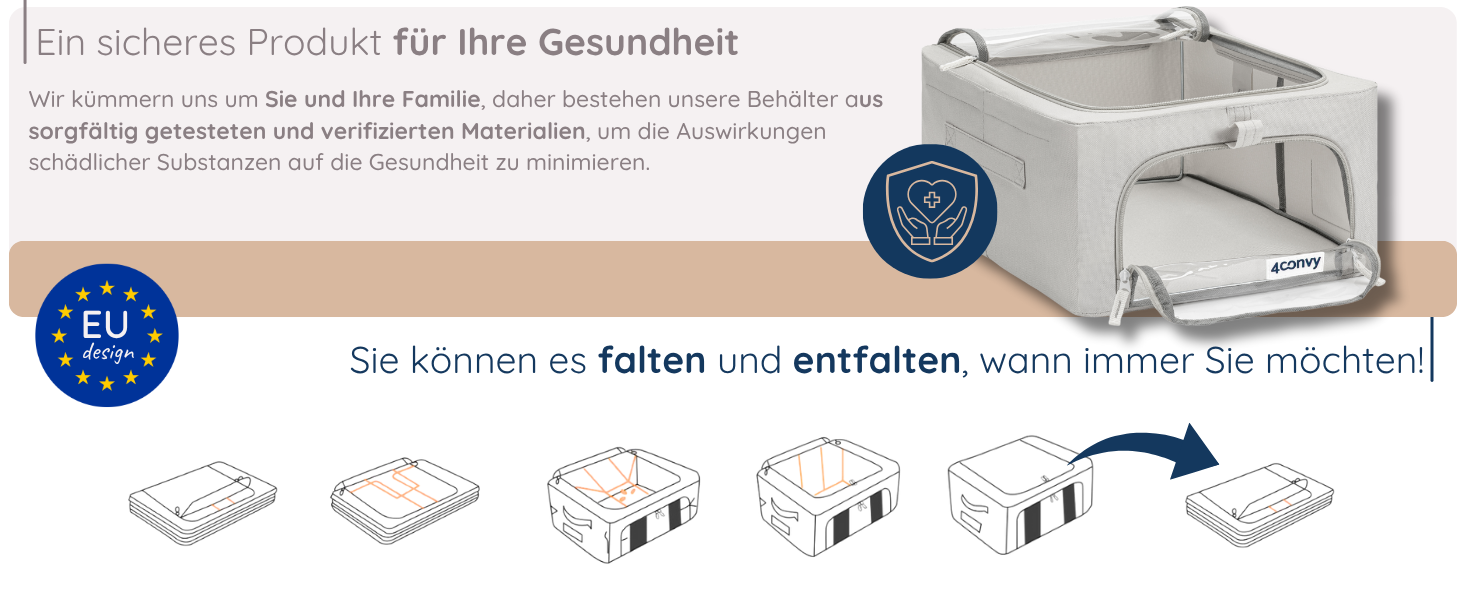 4CONVY Коробка для зберігання одягу з блискавкою та металевим каркасом - 3x24L, сіра, з вікнами (2 шт.) [2024, покращений матеріал]