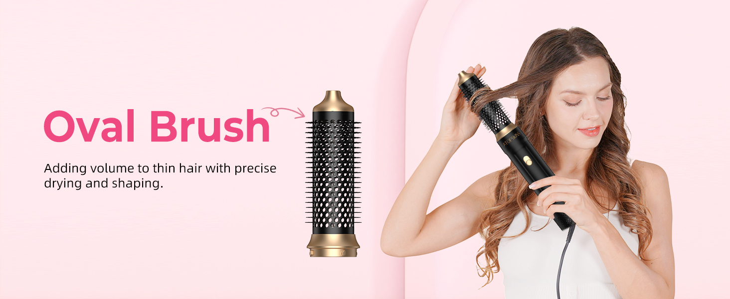 Набір для укладки волосся Atopskins Pro Airstyler 6 в 1: фен-щітка, плойка, іонізація, 1000W, чорний