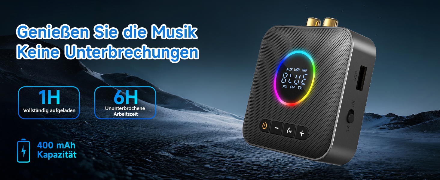 Bluetooth 5.4 Передавач та приймач AXFEE HiFi, 2-в-1, для аудіосистем, автомобілів, TV, з 3.5mm RCA, чорний