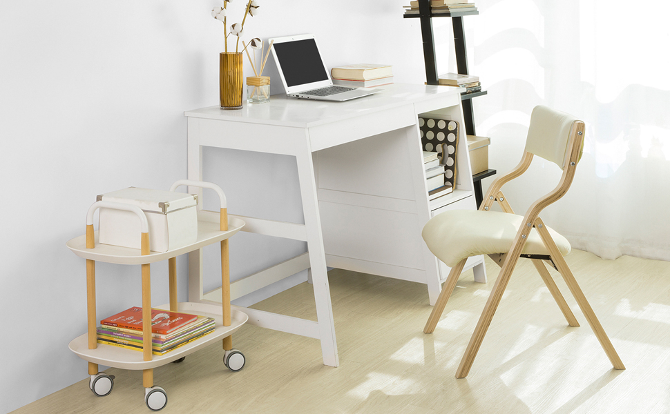 SoBuy FST40-W Folding Chair Kitchen Chair with Padded Seat and Backrest, White