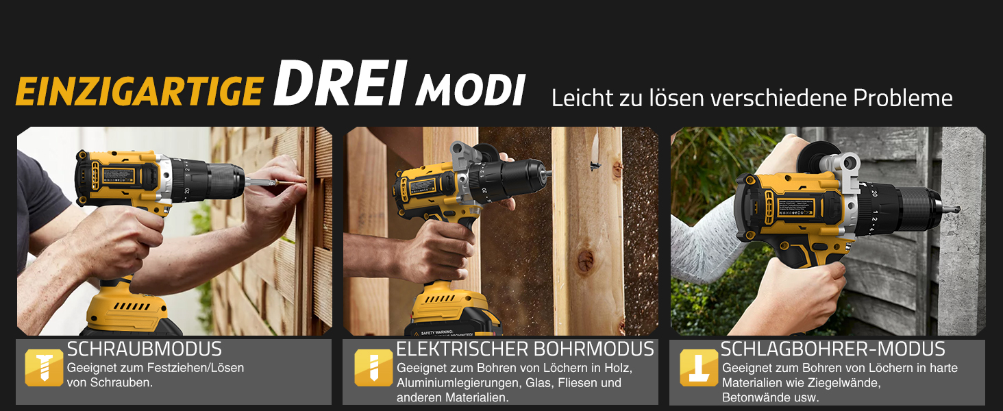 Акумуляторний дриль-шурупокрут SundpeyPRO 21V з ударною функцією, 120 Nm, 2 x 4000mAh, 20+3 ступені крутного моменту, 13 мм патрон, 2 швидкості, LED