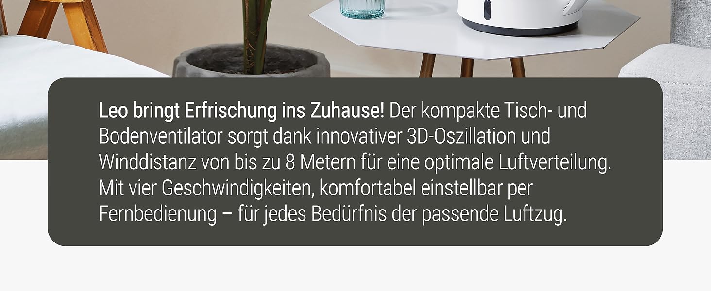 Повітряний циркулятор Stadler Form Leo, білий - вентилятор з поворотом 360°, дистанційне керування, радіус дії 8м