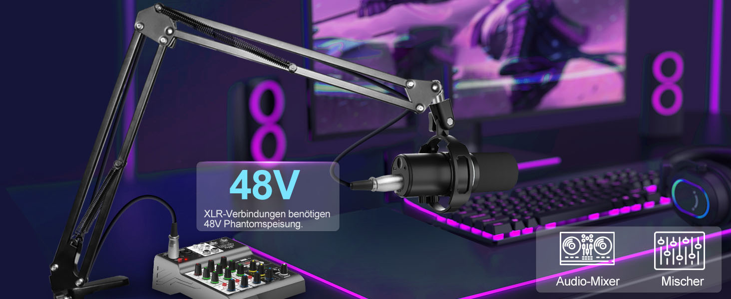 Мікрофон Socodox XLR/USB з кріпленням, для стрімінгу, подкастів, запису, геймінгу. З шумозаглушенням та регулятором гучності
