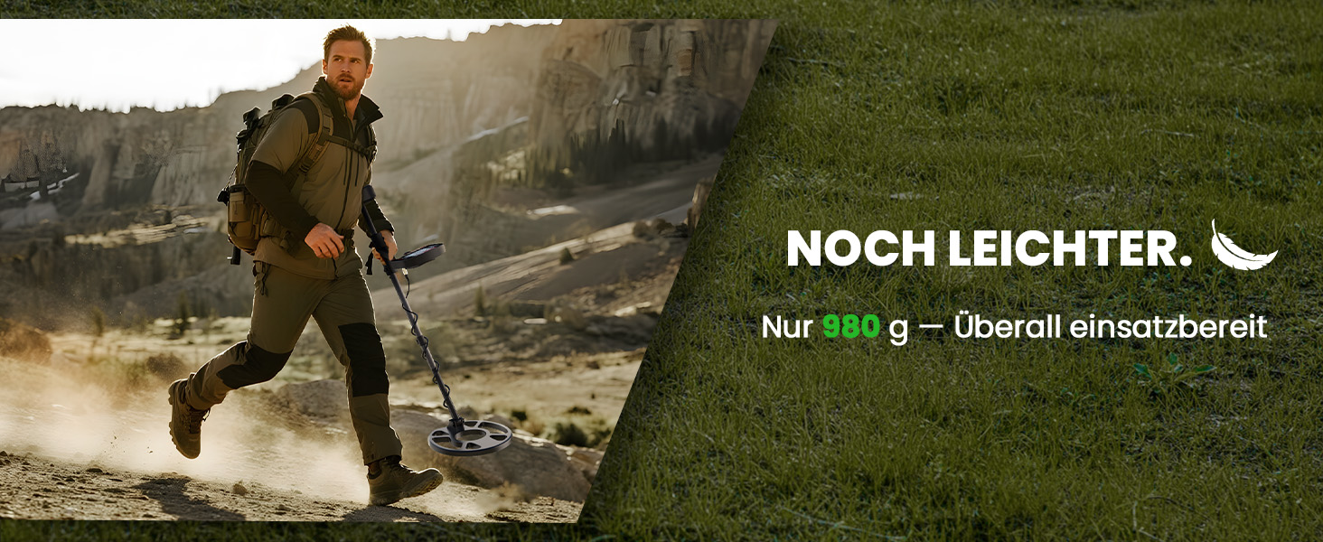 Металошукач DR.ÖTEK Profi Set для дорослих та початківців: 6 режимів, водонепроникна пошукова котушка IP68, 3 режими місцевості з Pinpoint, комплект з аксесуарами (AIR-Green)