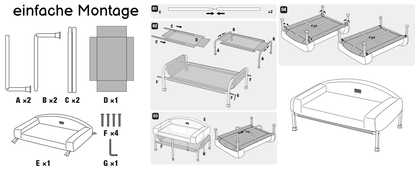 Ліжко для собак Veehoo - м'яке, з ортопедичним матрацом, 60x45x10 см, білий колір