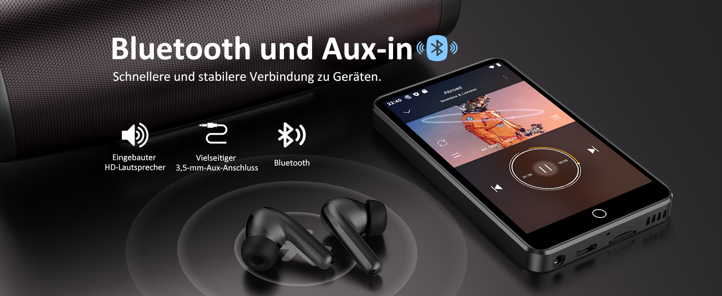 MP3 плеєр 96GB з Bluetooth, Wi-Fi, Android 13.0, Spotify, FM-радіо (чорний)