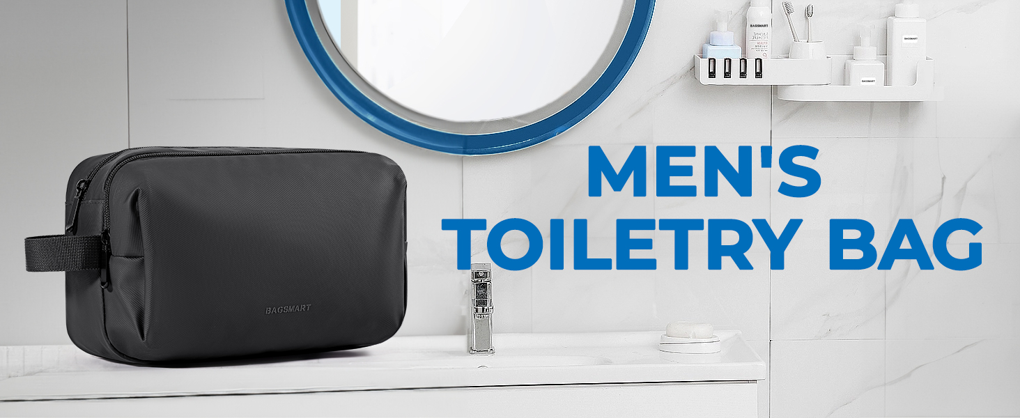 Чоловіча туалетна косметичка BAGSART для подорожей, 5L, темно-сіра (Basic, шкіряна фольга)