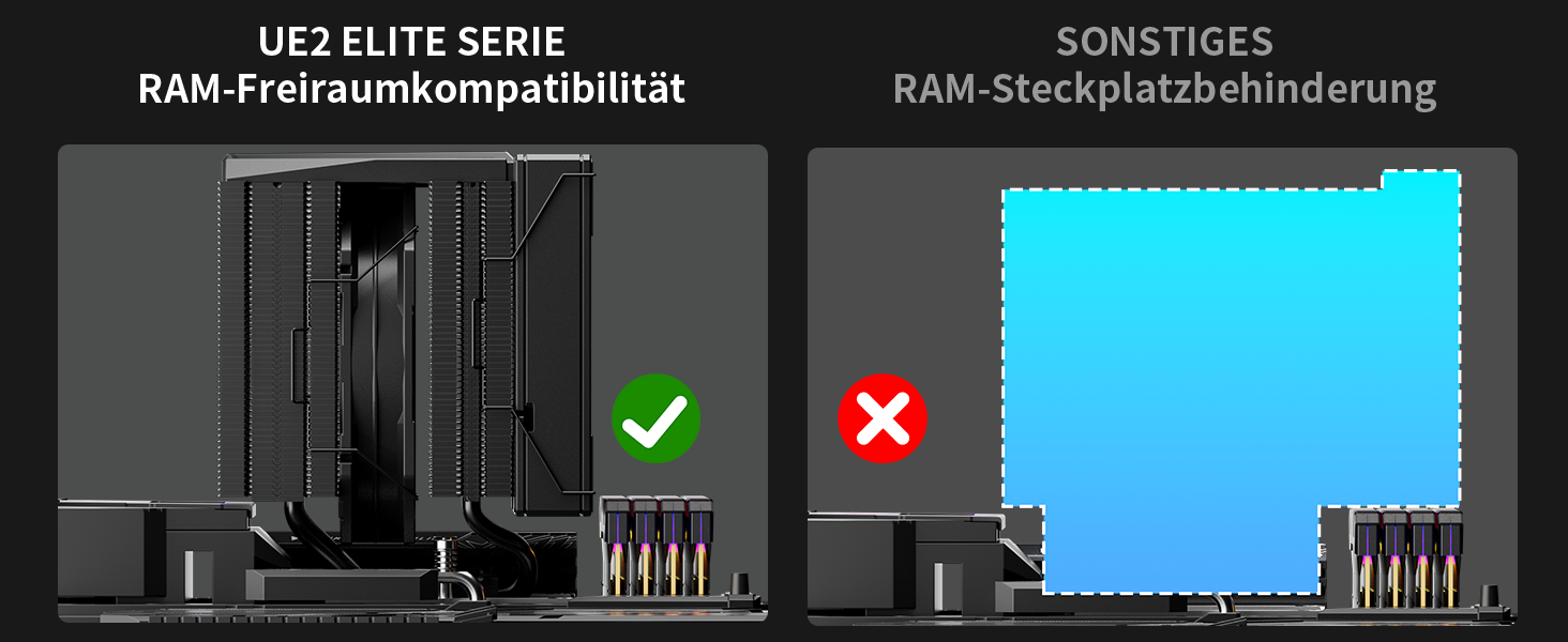 upHere UE2 Elite KC8C: Потужний кулер CPU з ARGB підсвічуванням (120мм, 8 heatpipes, 280W) для AM5/AM4/AM3, Intel 1851/1700/115x/1200