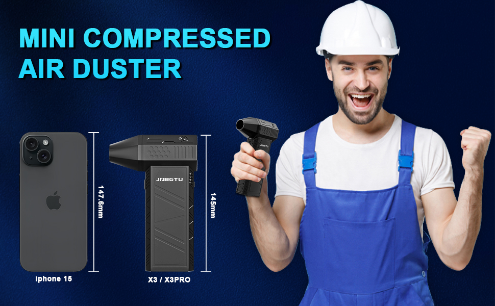 Пилляк від стисненого повітря JNBGTU, міні-фен Jet Dry, 130000 об/хв, для чищення ПК, клавіатури, авто, диванів, заміна балончика з повітрям (X3)