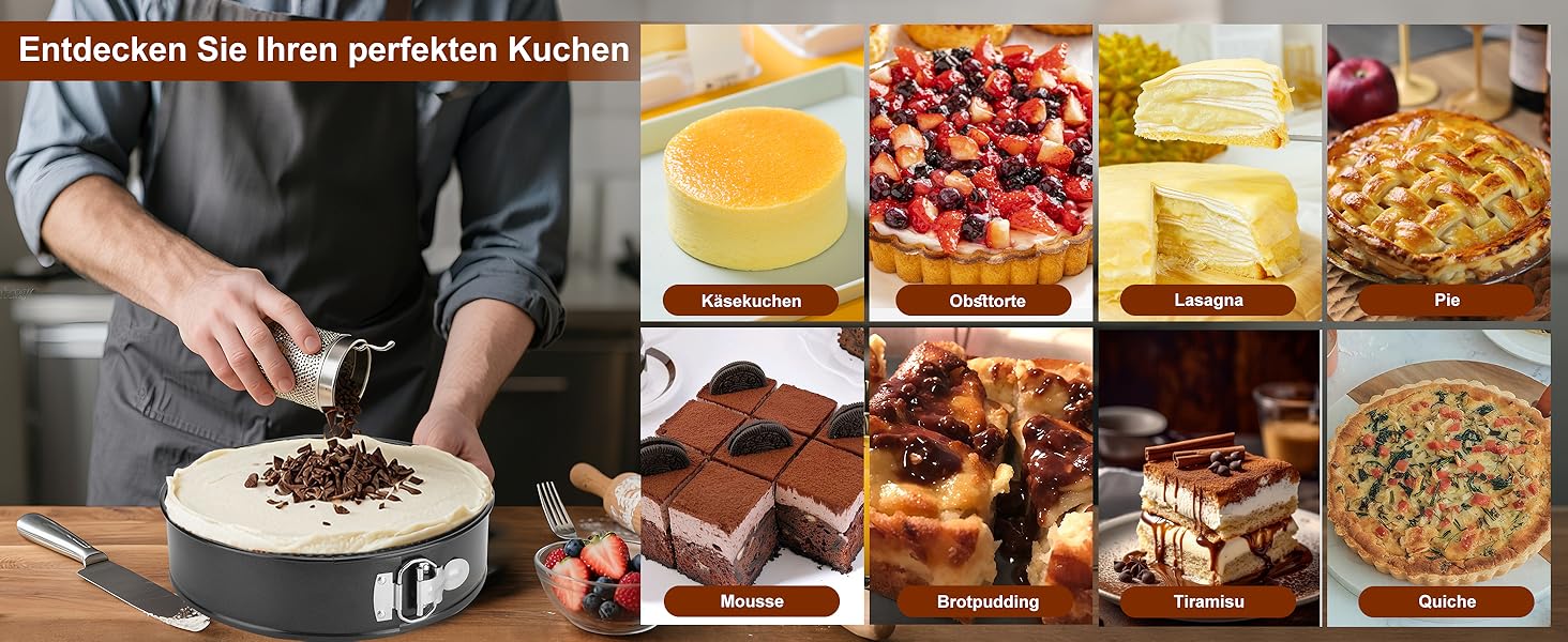 Набір форм для випічки isheTao Springform (4 шт.) - діаметр 11/18/23/26 см, знімний дно, антипригарне покриття, для пирогів, кексів, піци та кішів, з вуглецевої сталі