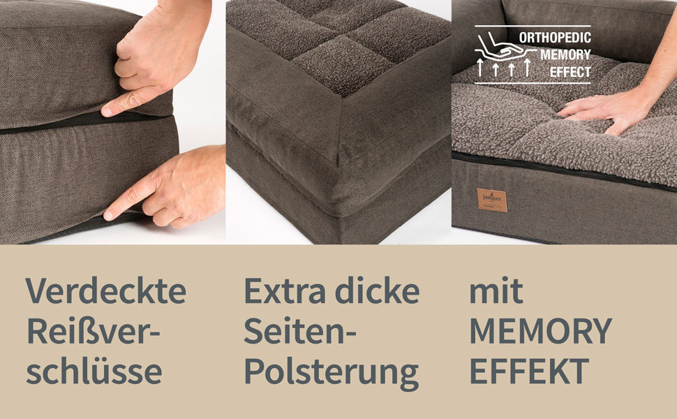 JAMAXX Преміум диван для собак 4-в-1 - ортопедичний диван з Memory Visco піною, знімні подушки, екстра-товста підкладка, змінний чохол, пральний, PDB3015 (L) 110x80x10 ECO антрацит 95*70*10 (L) Eco антрацит