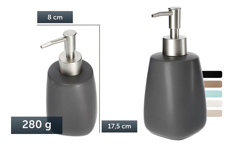 Дозатор для мила KADAX: керамічний диспенсер для мила, рідкого мила, мийного засобу та лосьйонів (антрацит)