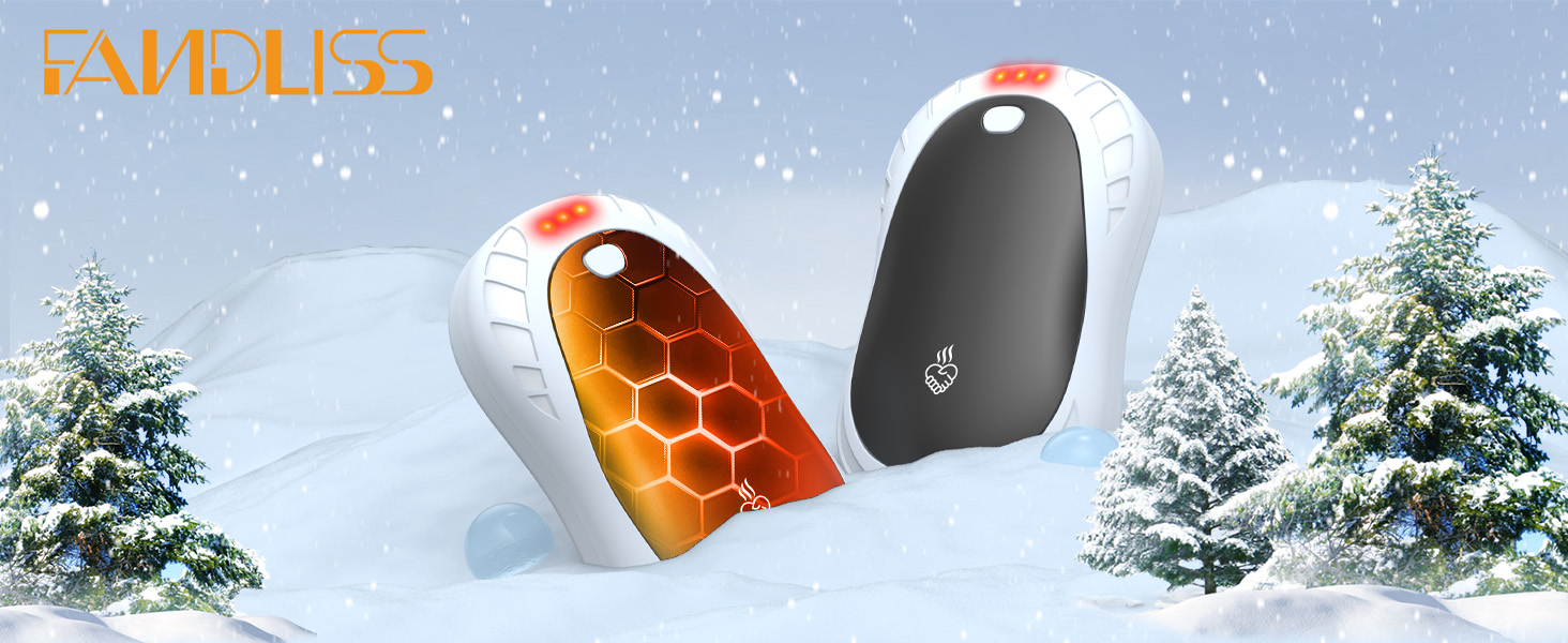 Електричні грілки для рук, 2 шт. Переносні кишенькові грілки, акумуляторні, 6000mAh, 3 режими нагріву, швидкий нагрів, ідеальний подарунок для спорту на відкритому повітрі, Різдво взимку, білий/чорний