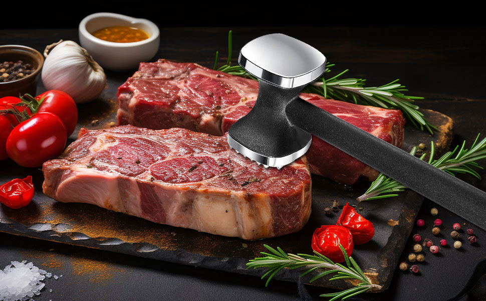 Ніж для відбивання м'яса Fleischklopfer 24см, подвійний, з нержавіючої сталі - молоток для стейків, шніцелів, яловичини, курки