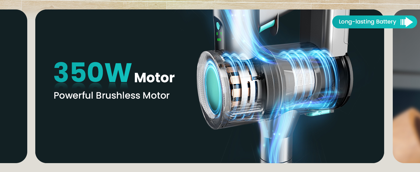 Бездротовий пилосос Dzaki 45000Pa з дисплеєм, антизаплутувальною насадкою та тривалою роботою для твердих поверхонь, килимів та шерсті тварин (блакитний)