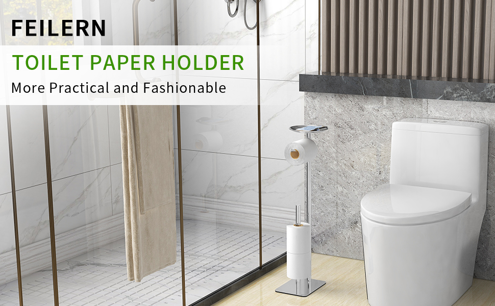 Підставка для туалетного паперу FEILERN, з полицею для запасних рулонів, нержавіюча сталь, щіткована поверхня