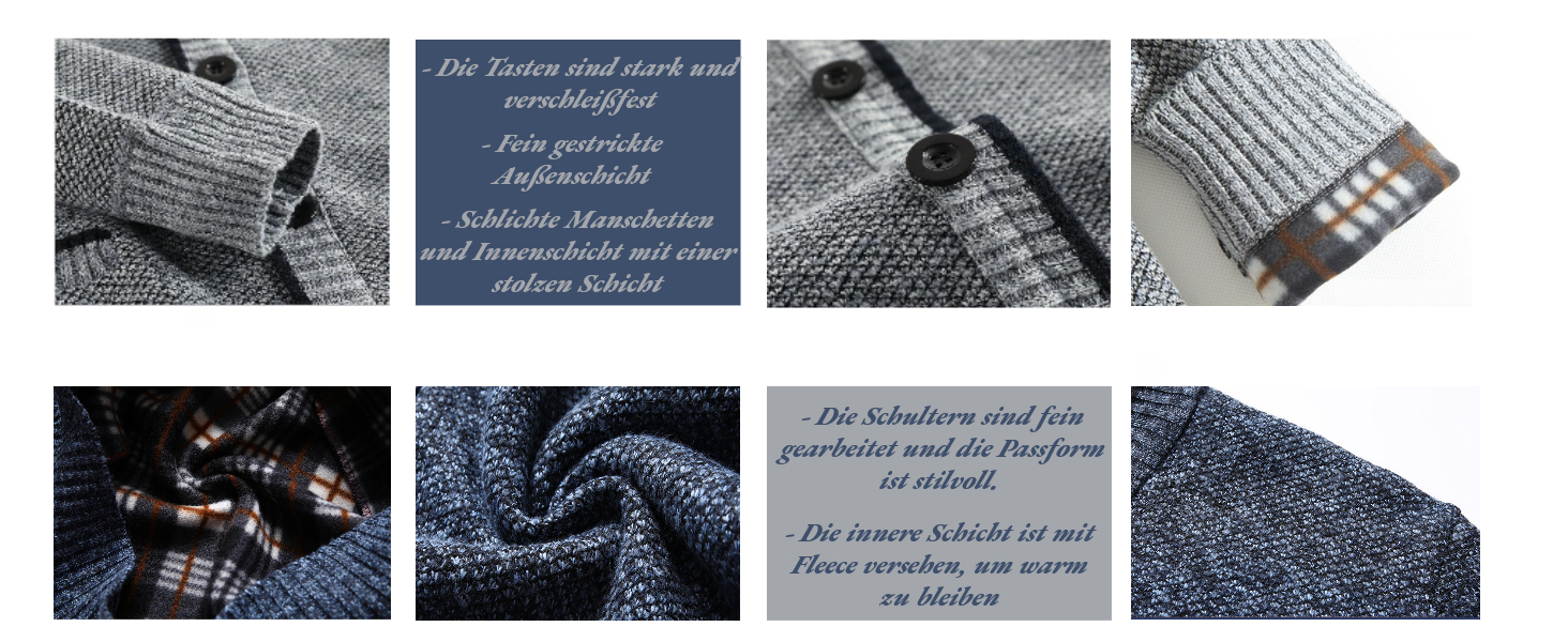 Чоловічий кардиган Allthemen з V-подібним вирізом, з підкладкою, на кнопках, грубий трикотаж, теплий перехідний жакет (4XL, світло-сірий)