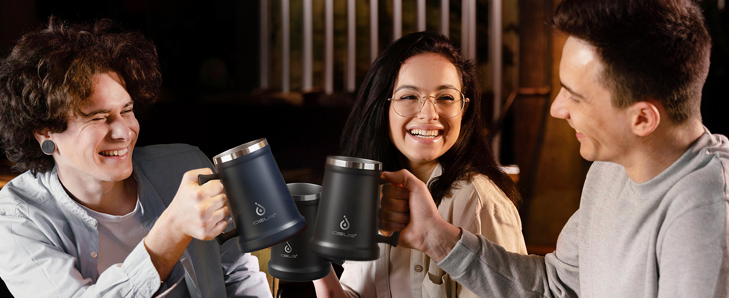 Термокружка для пива Ideus® 710мл з нержавіючої сталі, 24oz, для Октоберфесту (Морська синя)