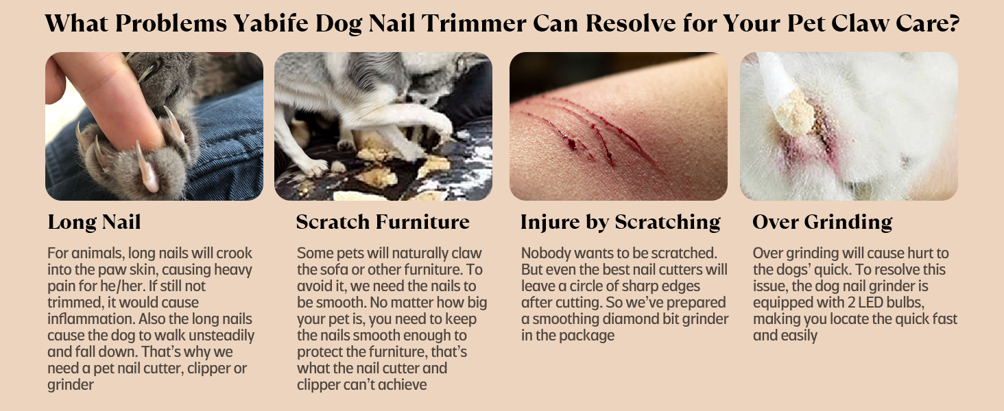 Електричний точилка для кігтів собак YABIFE - тиха, 3 швидкості, для маленьких та великих собак та котів