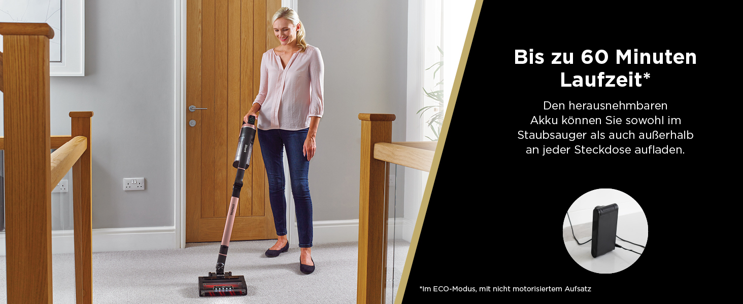 Shark Stratos акумуляторний бездротовий пилосос PowerFins Plus, 60 хв роботи, CleanSense IQ, антизаплутування волосся, насадки для щілин та різних поверхонь, рожево-антрацитова колірна гамма, IZ400EU Stratos, без насадки для тварин