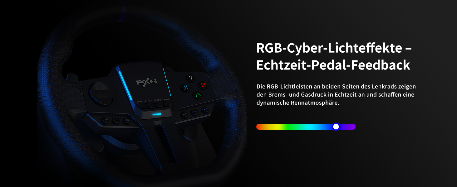 PXN V900 Gen2 Ігровий кермо з педалями Hall Effect – 16-бітне USB кермо для ПК з кутом повороту 270°/900°, вібрація, перемикачі передач та керування через додаток – сумісне з PC, Xbox, PS4, PS3, Switch