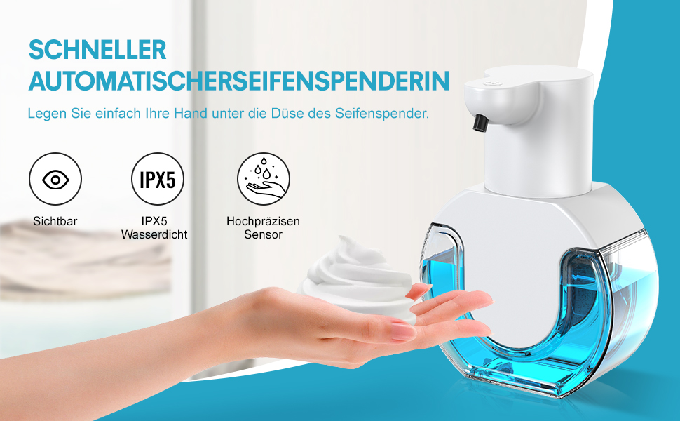 Автоматичний диспенсер для мила на батарейках, USB, безконтактний, настінний, 420 мл