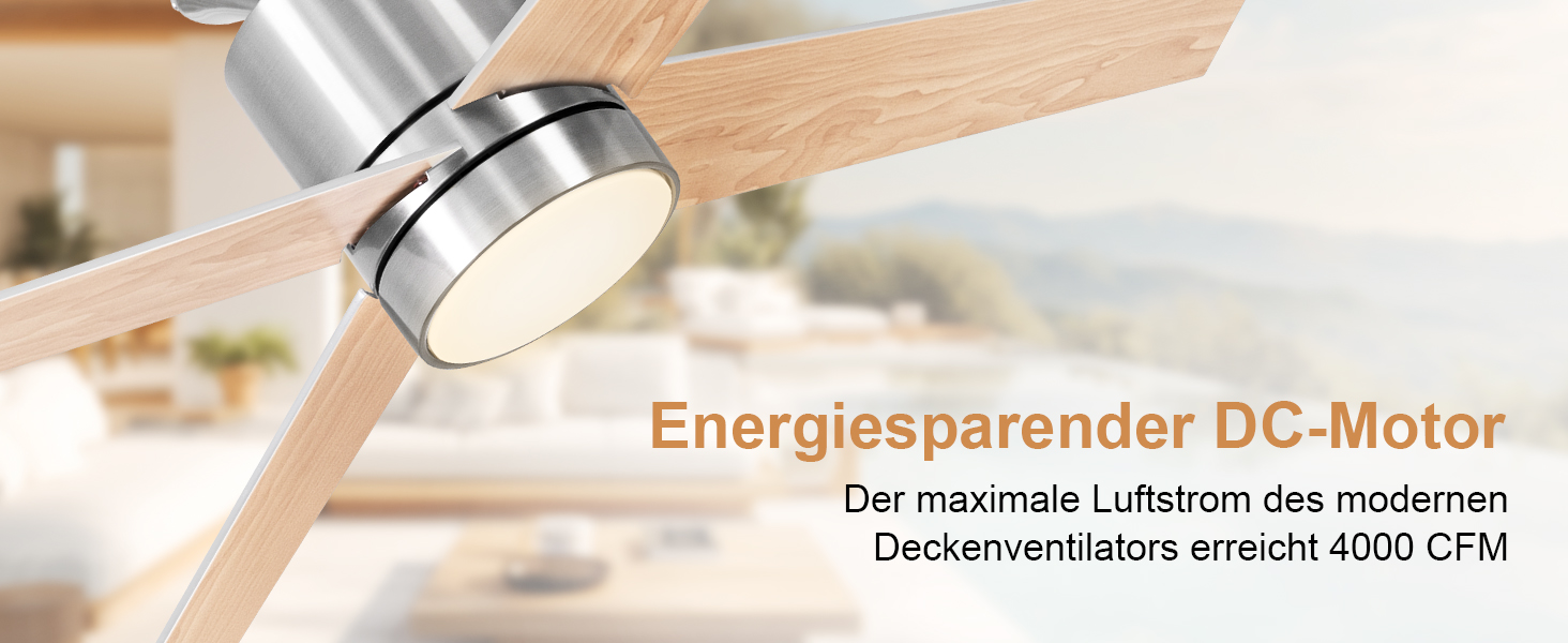 Стеляний вентилятор Ohniyou з підсвічуванням та пультом керування – 96,5 см (38 дюймів). Тихий, димування, для спальні, тераси, внутрішнього/зовнішнього використання (нікель, сучасний)