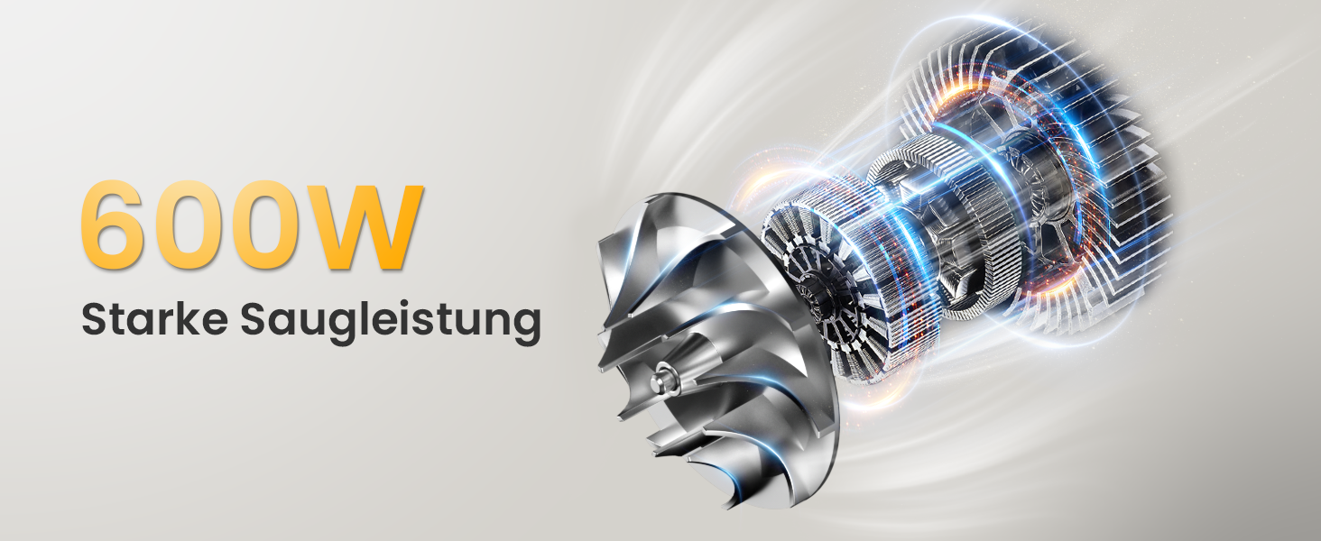 Бездротовий акумуляторний пилосос 50000Pa/600W/65 хвилин, 1,8L з OLED-дисплеєм. Вертикальний пилосос без перекручування шнура, 8-шарова фільтрація, підходить для твердих підлог, килимів та шерсті тварин