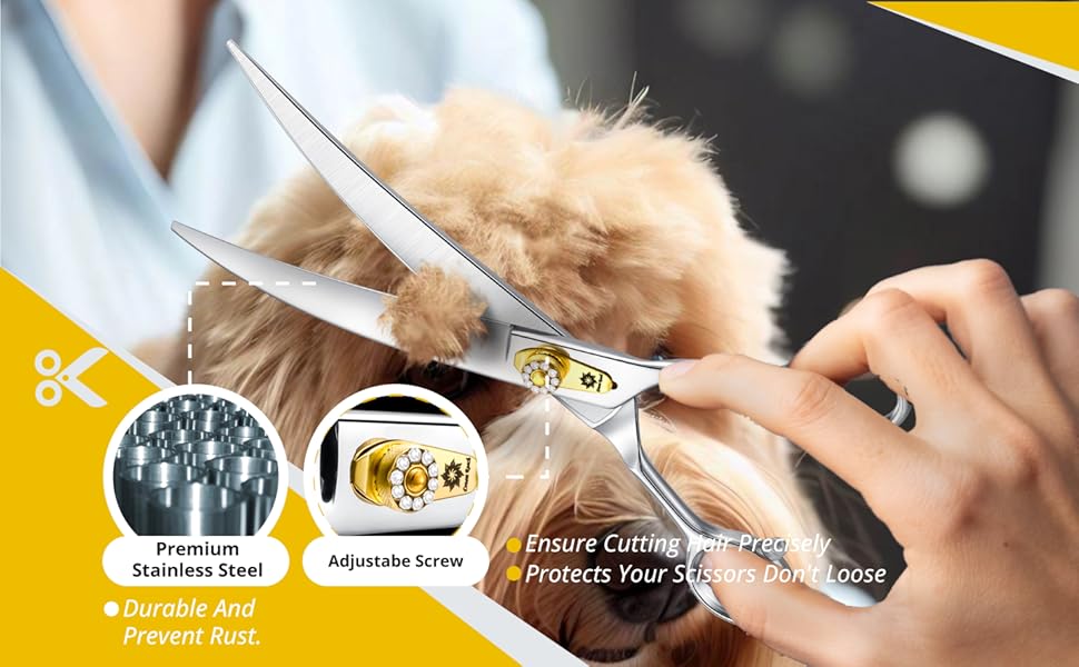 Професійна вигнута ножиця для грумінгу собак Dream Reach 8 дюймів, 440C нержавіюча сталь, ергономічна ручка, для собак та котів