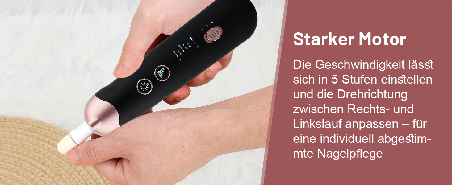 Електричний набір для манікюру та педикюру AOMEES з 9 насадками, 5 швидкостей, LED-підсвічуванням та сумкою для зберігання