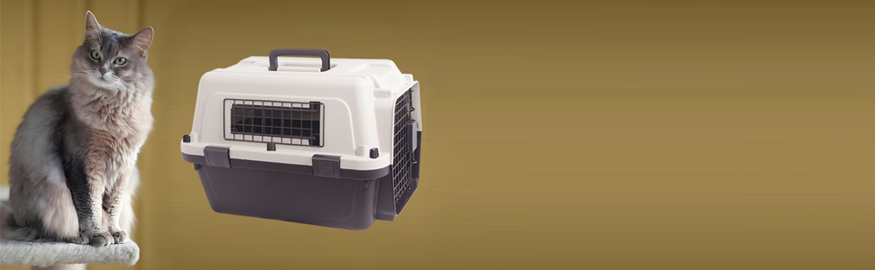 Пластиковий переноска для собак та котів, портативна, для подорожей, без коліс, світло-коричневий