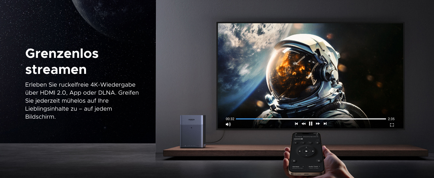 NAS UGREEN NASync DH4300 Plus: 2 відсіки, NFC, 4GB RAM, 1GbE LAN, для дому