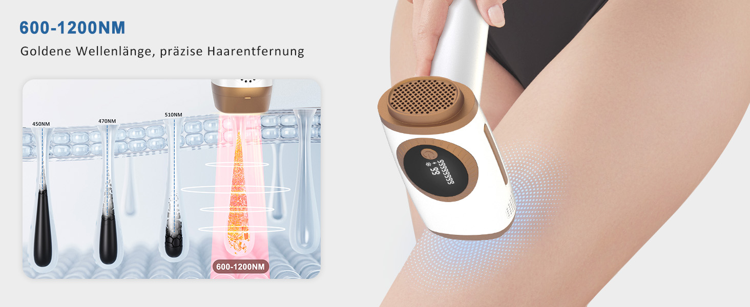 Пристрій для епіляції IPL NALONE, лазерне видалення волосся, 999 999 імпульсів, для жінок та чоловіків, 1200 нм, 2 режими, болюча епіляція для всього тіла, білий (золотий)