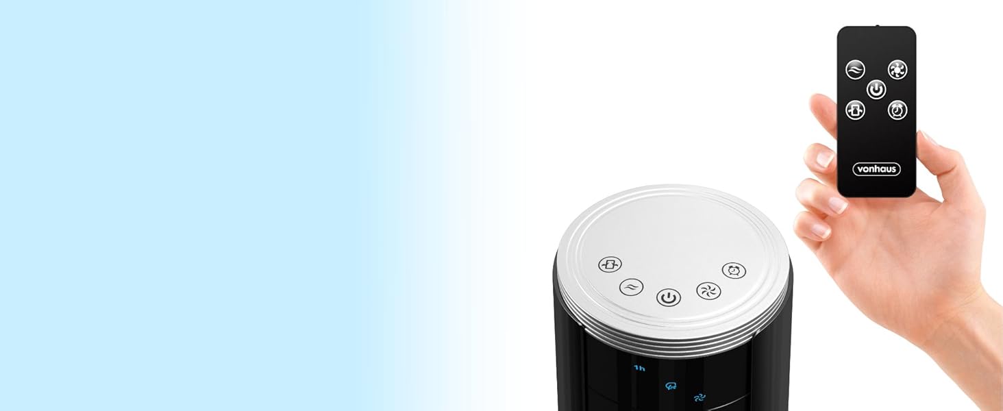 Турбовентилятор VonHaus 87 см: тихий, з пультом, для будь-якої кімнати. 2 швидкості, 2 роки гарантії, чорний