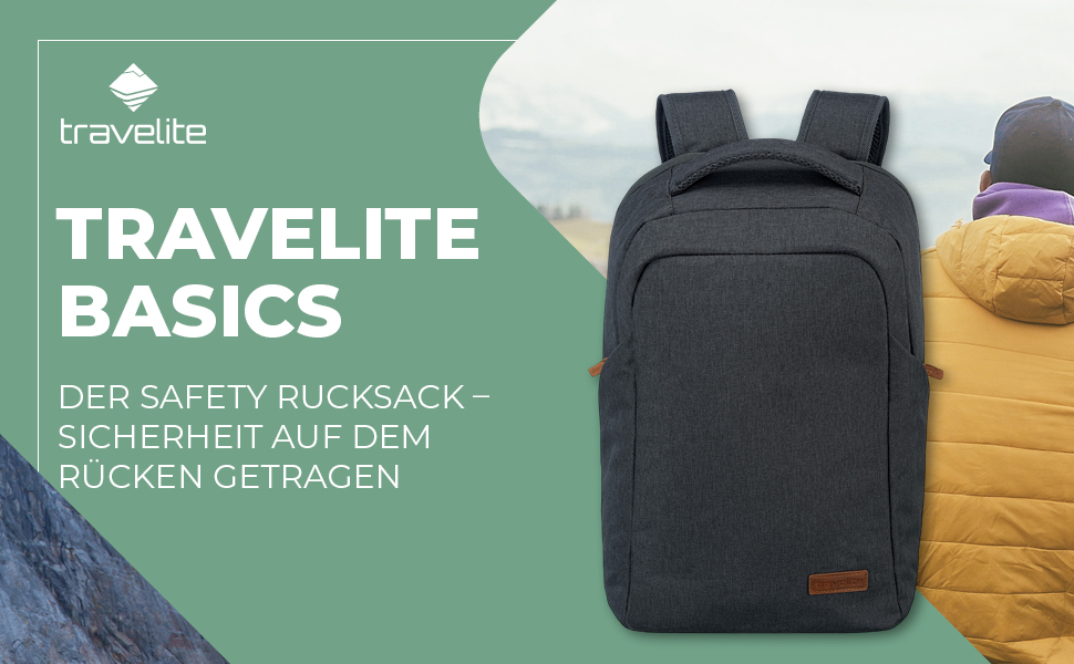 Антивандальний рюкзак Travelite SAFETY BASICS з потайною блискавкою, для подорожей, з відділенням для ноутбука до 15,6 дюймів, 23 л, 46 см