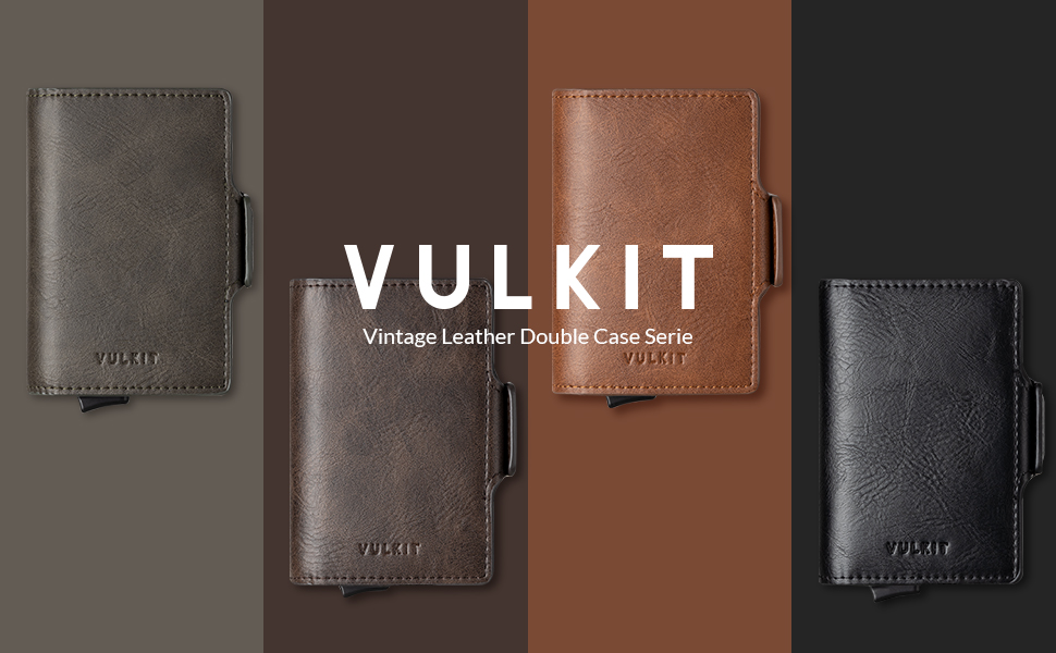 Чоловіче шкіряне картхолдер VULKIT з RFID захистом: для карток та грошових купюр (чорний)